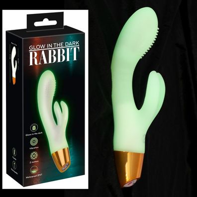 Silikon Rabbit-Vibrator + leuchtet im Dunkeln Wasserdicht Klitoris Sex-Spielzeug