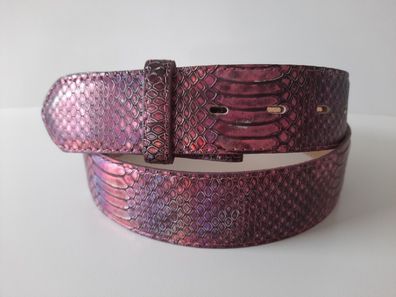 umjuBELT Gürtel Snake metallic silber lila echt Leder zum Wechsel 85 90 95 100