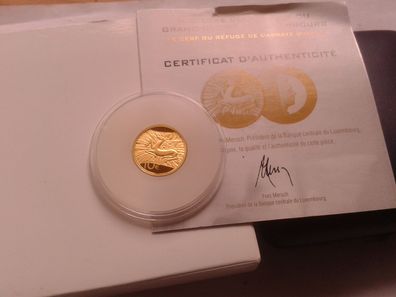 Original 10 euro 2009 PP Luxemburg Hirsch + Schatulle + Zertifikat 3,11g Gold