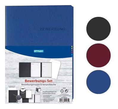 Stylex 41181 Bewerbungs-Set aus 1 Mappe + 1 Versandtasche - farbig sortiert