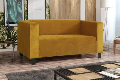 FURNIX 2-Sitzer Sofa MARLEN II Polstercouch mit Metallfüße KR01 Gelb