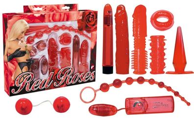 Love Toy Set 9-teilig Rot Red Roses Paar-Set Vibrator Liebeskugeln Sleeve etc