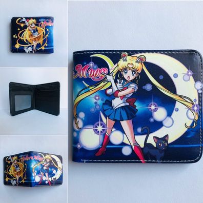 Anime Sailor Moon Thema01 PU Brieftasche Teenager Bifold Geldbörsen Card Purses