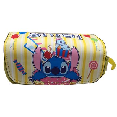 Cartoon Stitch Mäppchen Jungen tragbare Stiftebox Doppelter Zipper Federmäppchen