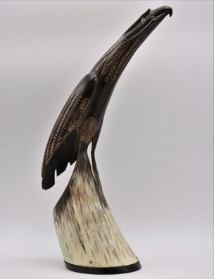 Ältere Horn Ware Skulptur Adler - Volkskunst Handarbeit Echthorn Schnitzerei #Z4
