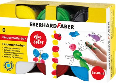 Eberhard Faber 578606 - EFA Color Fingerfarben-Set mit 6 Farbtöpfchen zu je 40 ...