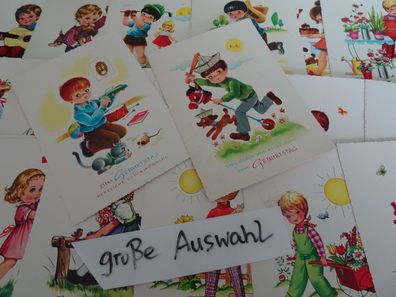 alte Postkarten AK Arthur Krüger West Germany Kinder Zum Geburstag "rot-blau