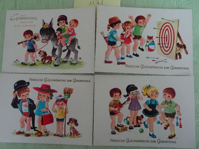 4x alte Postkarten AK Arthur Krüger West Germany Kinder Glückwünsche Geburtstag
