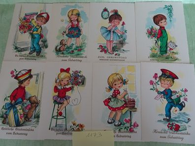 8x alte Postkarten AK Arthur Krüger West Germany Kinder Glückwünsche Geburtstag