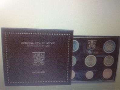 Original 10 x KMS 2023 Vatikan Papst Franziskus 1 cent-2 euro im Folder (VVK)