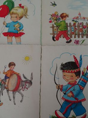 alte Postkarten AK Arthur Krüger West Germany Kinder Luftballon Indianer Eselchen....