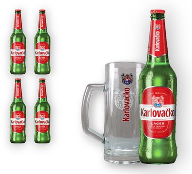 4 x Karlovacko 0,33l + Original Glas 0,5l - kroatisches Bier mit 5,4% Vol.