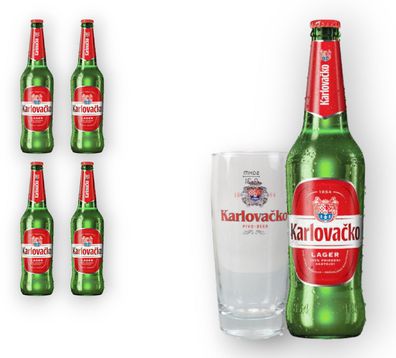 4 x Karlovacko 0,33l + Original Glas 0,3l - kroatisches Bier mit 5,4% Vol.