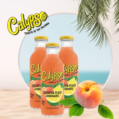 12 x Calypso Lemonade Pfirsich Original je 473ml - Limonade aus Amerika