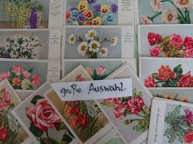 2 sehr alte Postkarten AK Arthur Krüger AFKH Blumen Geburtstag Namenstag 13,5x9cm