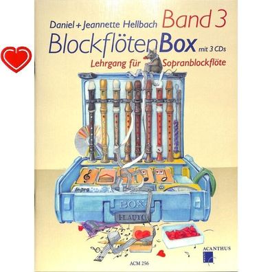 Blockflötenbox Band 3 - Lehrgang für Sopranblockflöte ( + 3 CD's und Herzklammer)