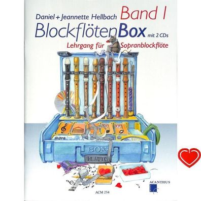 Blockflötenbox 1 - Lehrgang für Sopranblockflöte ( + 2 CD's und Herzklammer) 254