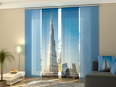 Foto-Schiebegardine Wolkenkratzer in Dubai, Flächenvorhang mit Foto, auf Maß