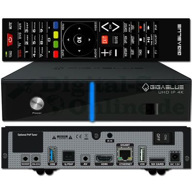 GigaBlue UHD IP 4K Linux E2 IPBOX Receiver + DVB-S2X Single Tuner