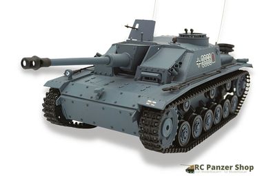RC Panzer StuG III Heng Long 1:16, Rauch, Sound, BB + IR, 2,4 Ghz V7.0 Metallgetriebe