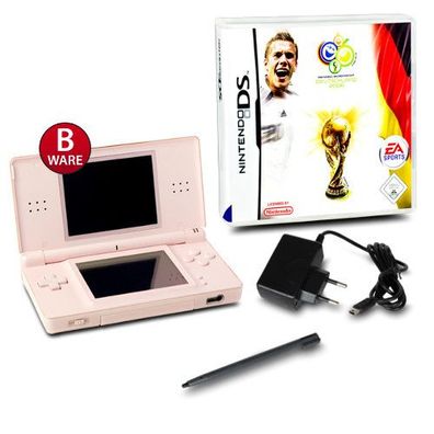 DS Lite Handheld Konsole rosa #74B + Spiel Fifa Fussball WM Deutschland 2006