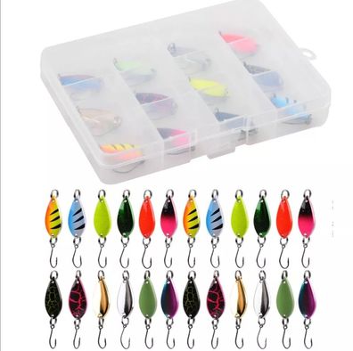 Forelle Trout Spoons Set in Tackle Box 12 Stück 5 Gramm Angeln Spinner Blinker