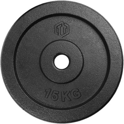 Sporttrend 24® Hantelscheibe 15KG Gusseisen 30/31mm, Gewichtsscheibe Gewicht