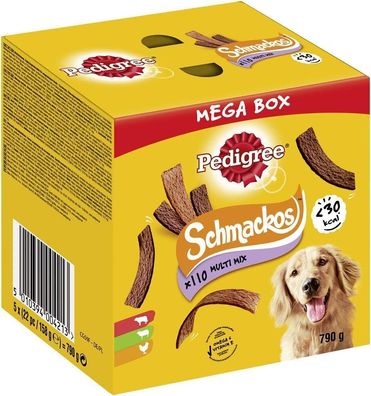 Pedigree Hundesnacks Hundeleckerlies Hundefutter Schmackos Mixbox 110 Stück 790g