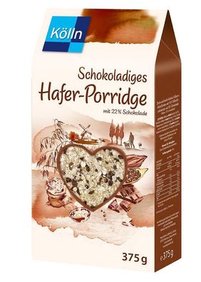 Kölln Schokoladiges Hafer Porridge 22% Schokolade Haferflocken 6er Pack 6 x 375g