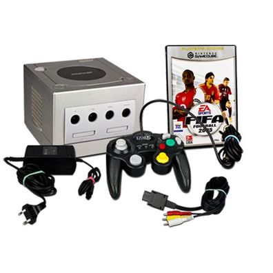 Original Nintendo Gamecube Konsole in SILBER + Ähnlicher Controller + FIFA Footbal...