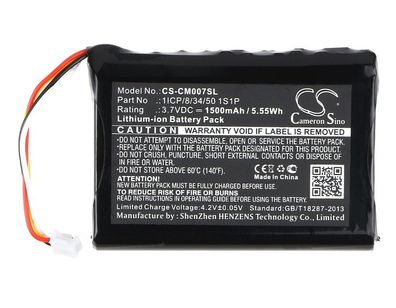 Ersatzakku - CS-CM007SL - CUSTOM Battery PACK 1ICP/8/34/50 1S1P - 3,7 Volt 1500mA...