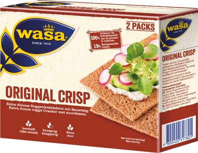 Wasa Crisp Original extra dünnes Roggenknöckebrot mit Sauerteig 200g