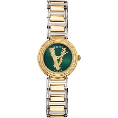 Versace VET300821 V-Virtus Small grün gold silber Edelstahl Damen Uhr NEU