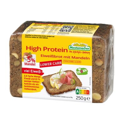 Mestemacher High Protein Eiweißbrot mit Mandeln und viel Eiweiß 250g