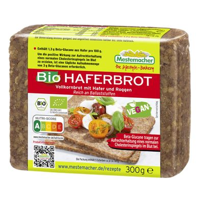 Mestemacher Bio Haferbrot Vollkornbrot mit Hafer und Roggen 300g