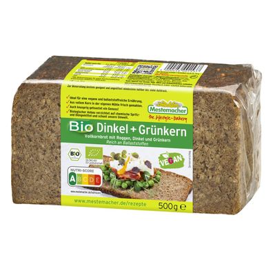 Mestemacher Bio Dinkel und Grünkern Brot Reich an Ballaststoffen 500g