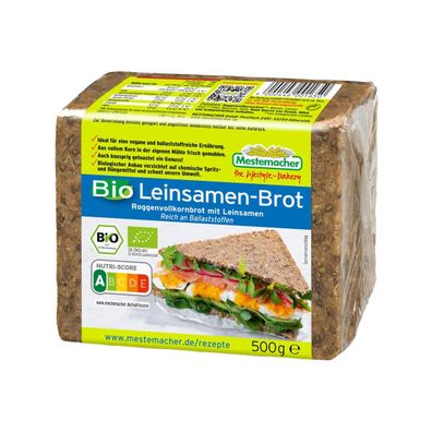 Mestemacher Bio Leinsamen Brot Roggenvollkorn mit Leinsamen 500g