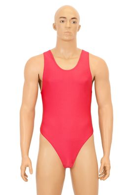 Herren Stringbody ohne Ärmel Boxerrücken Rot glänzend stretch S - XXL