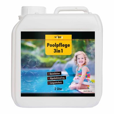 Wilpeg Poolpflege 3in1 2 Liter, Chlor Desinfektion Algenentferner Langzeitschutz