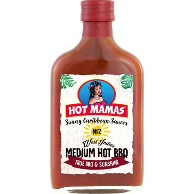 Hot Mamas Sunny Caribbean Sauces Medium Hot BBQ Flasche 195ml