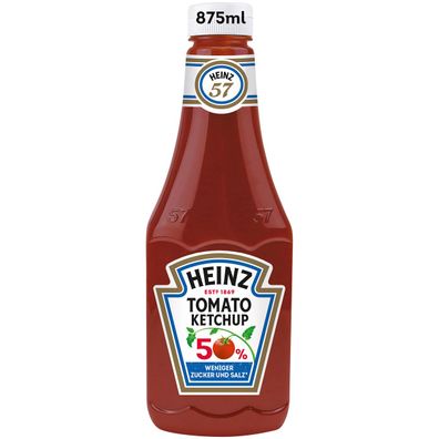 Heinz Tomato Ketchup Squeeze Flasche weniger Zucker und Salz 875ml