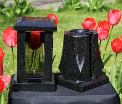 Granit-Grablaterne mit stilvoller Vase Grabschmuck Grablaterne Blumenvase
