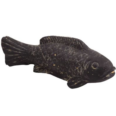 Steinfigur Glücksbringer Fisch Lakhnau Anthrazit