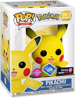 Pokemon - Pikachu 353 Flocked Funko Club Exclusive Only Gamestop - Funko Pop! -