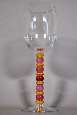 Art Deco Perlenstiel Weinglas 24,8 cm - colorful Bubbles Bohemian Art #Z4