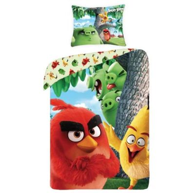 Angry Birds Bettwäsche 140 x 200 cm - weiche Baumwolle - Kissen und Decke (Gr. N/ A)