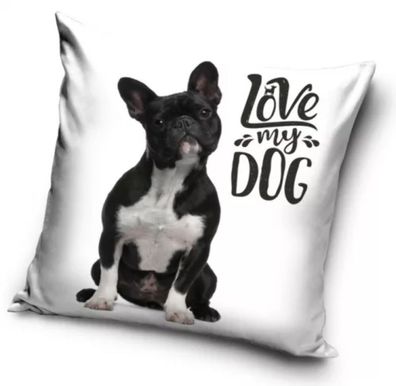 Hund Kissenbezug: Love my Dog Süßer Welpe - 40cm x 40cm