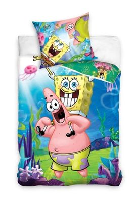 Spongebob Bettwäsche 140 x 200 cm - weiche Baumwolle - Kissen und Decke (Gr. N/ A)
