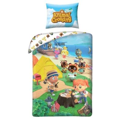 Animal Crossing Bettwäsche 140 x 200 cm - weiche Baumwolle - Kissen und Decke