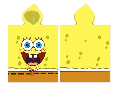 Spongebob Kinder weicher Poncho kuschelig 50 x 110 cm Kuscheldecke (Gr. N/ A)